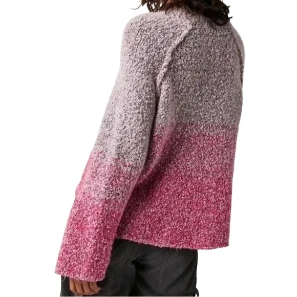 Free People Oversized BFF Cocoon Dip Dye Sweater Pink Purple - Size Large - Picture 3 of 10